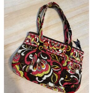 Vera Bradley Sittin In A Tree Tote Brown Pink Floral Quilted Boho Bag